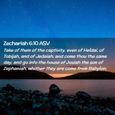 Picture 02 - Zechariah 6:10 ASV - Take of them of the captivity, even of Heldai, of - Bible Verse Picture