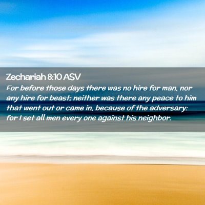 Picture 02 - Zechariah 8:10 ASV - For before those days there was no hire for man, - Bible Verse Picture
