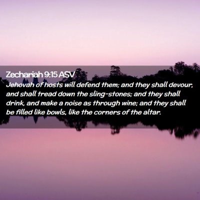 Picture 02 - Zechariah 9:15 ASV - Jehovah of hosts will defend them; and they shall - Bible Verse Picture