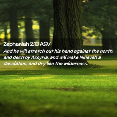 Picture 02 - Zephaniah 2:13 ASV - And he will stretch out his hand against the - Bible Verse Picture