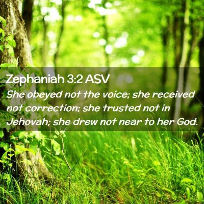 Picture 02 - Zephaniah 3:2 ASV - She obeyed not the voice; she received not - Bible Verse Picture