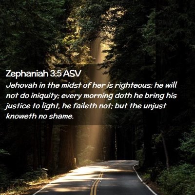 Picture 02 - Zephaniah 3:5 ASV - Jehovah in the midst of her is righteous; he will - Bible Verse Picture
