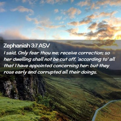 Picture 02 - Zephaniah 3:7 ASV - I said, Only fear thou me; receive correction; so - Bible Verse Picture