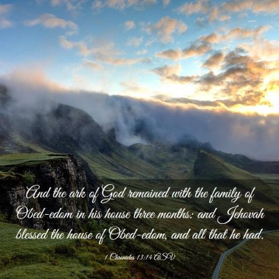 Picture 03 - 1 Chronicles 13:14 ASV - And the ark of God remained with the family of - Bible Verse Picture