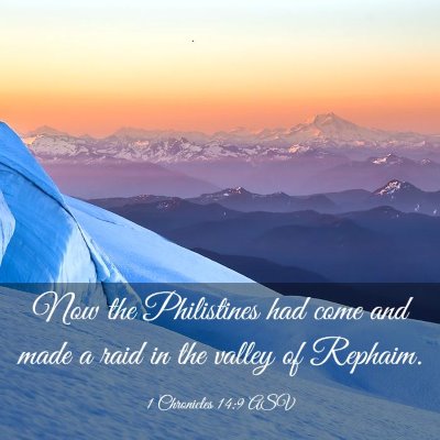 Picture 03 - 1 Chronicles 14:9 ASV - Now the Philistines had come and made a raid in - Bible Verse Picture