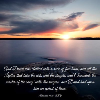 Picture 03 - 1 Chronicles 15:27 ASV - And David was clothed with a robe of fine linen, - Bible Verse Picture