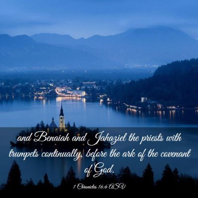 Picture 03 - 1 Chronicles 16:6 ASV - and Benaiah and Jahaziel the priests with - Bible Verse Picture