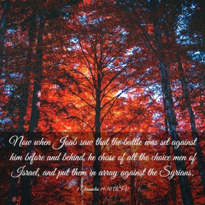 Picture 03 - 1 Chronicles 19:10 ASV - Now when Joab saw that the battle was set against - Bible Verse Picture