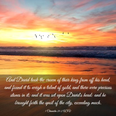 Picture 03 - 1 Chronicles 20:2 ASV - And David took the crown of their king from off - Bible Verse Picture