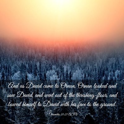 Picture 03 - 1 Chronicles 21:21 ASV - And as David came to Ornan, Ornan looked and saw - Bible Verse Picture