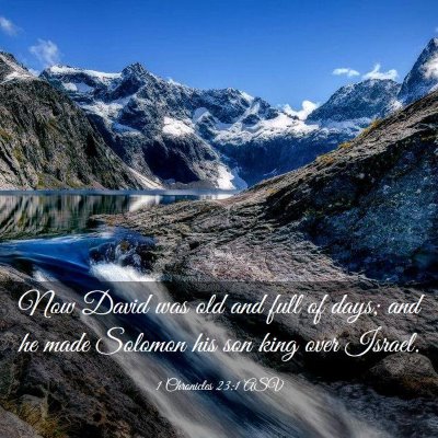 Picture 03 - 1 Chronicles 23:1 ASV - Now David was old and full of days; and he made - Bible Verse Picture