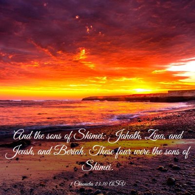 Picture 03 - 1 Chronicles 23:10 ASV - And the sons of Shimei: Jahath, Zina, and Jeush, - Bible Verse Picture