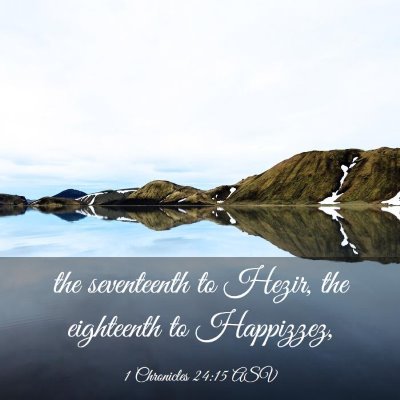 Picture 03 - 1 Chronicles 24:15 ASV - the seventeenth to Hezir, the eighteenth to - Bible Verse Picture