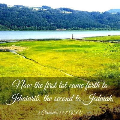 Picture 03 - 1 Chronicles 24:7 ASV - Now the first lot came forth to Jehoiarib, the - Bible Verse Picture