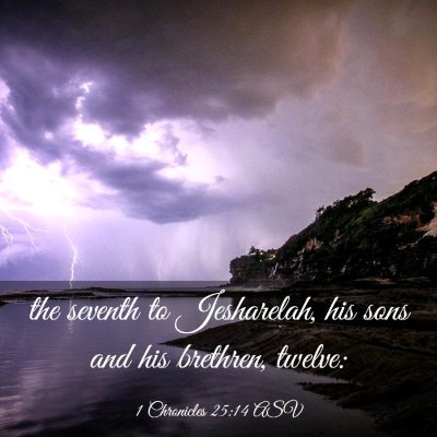 Picture 03 - 1 Chronicles 25:14 ASV - the seventh to Jesharelah, his sons and his - Bible Verse Picture