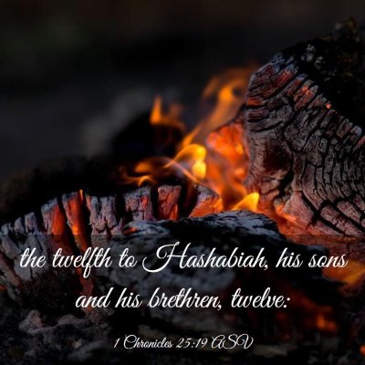 Picture 03 - 1 Chronicles 25:19 ASV - the twelfth to Hashabiah, his sons and his - Bible Verse Picture