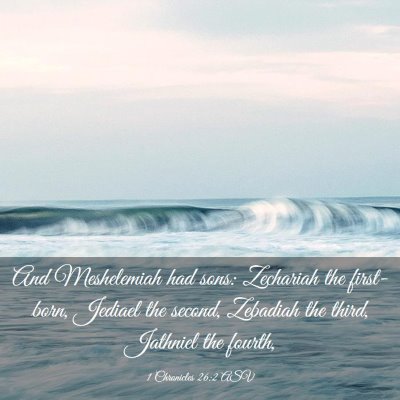 Picture 03 - 1 Chronicles 26:2 ASV - And Meshelemiah had sons: Zechariah the - Bible Verse Picture