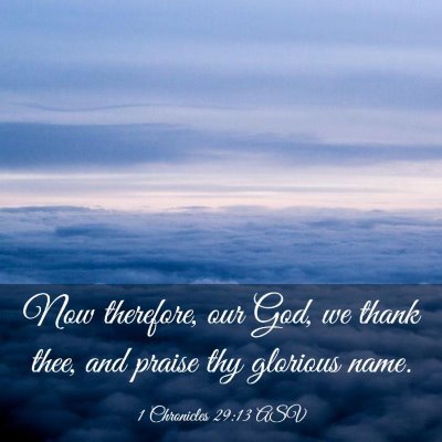 Picture 03 - 1 Chronicles 29:13 ASV - Now therefore, our God, we thank thee, and praise - Bible Verse Picture