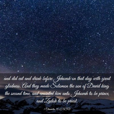 Picture 03 - 1 Chronicles 29:22 ASV - and did eat and drink before Jehovah on that day - Bible Verse Picture