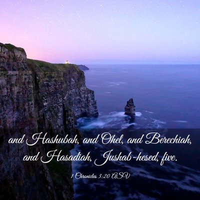 Picture 03 - 1 Chronicles 3:20 ASV - and Hashubah, and Ohel, and Berechiah, and - Bible Verse Picture