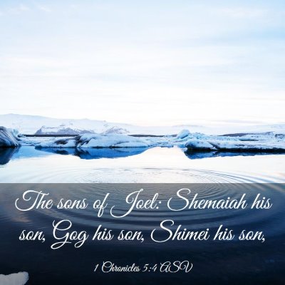 Picture 03 - 1 Chronicles 5:4 ASV - The sons of Joel: Shemaiah his son, Gog his son, - Bible Verse Picture