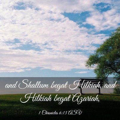Picture 03 - 1 Chronicles 6:13 ASV - and Shallum begat Hilkiah, and Hilkiah begat - Bible Verse Picture