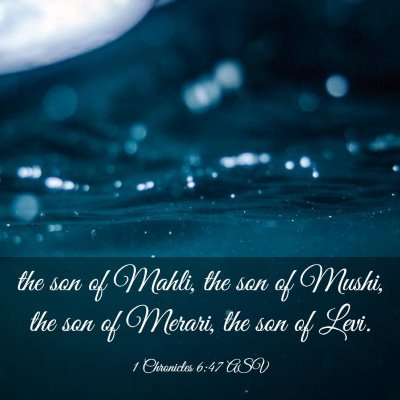 Picture 03 - 1 Chronicles 6:47 ASV - the son of Mahli, the son of Mushi, the son of - Bible Verse Picture