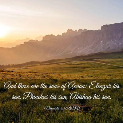 Picture 03 - 1 Chronicles 6:50 ASV - And these are the sons of Aaron: Eleazar his son, - Bible Verse Picture