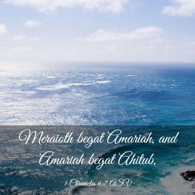 Picture 03 - 1 Chronicles 6:7 ASV - Meraioth begat Amariah, and Amariah begat - Bible Verse Picture