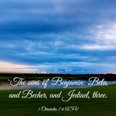 Picture 03 - 1 Chronicles 7:6 ASV - `The sons of' Benjamin: Bela, and Becher, and - Bible Verse Picture