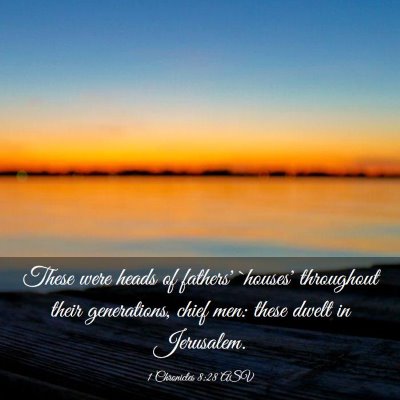 Picture 03 - 1 Chronicles 8:28 ASV - These were heads of fathers' `houses' throughout - Bible Verse Picture