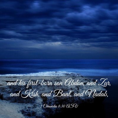Picture 03 - 1 Chronicles 8:30 ASV - and his first-born son Abdon, and Zur, and Kish, - Bible Verse Picture