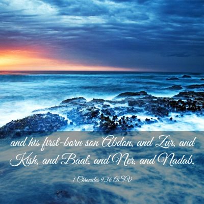Picture 03 - 1 Chronicles 9:36 ASV - and his first-born son Abdon, and Zur, and Kish, - Bible Verse Picture