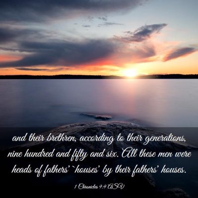 Picture 03 - 1 Chronicles 9:9 ASV - and their brethren, according to their - Bible Verse Picture