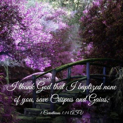 Picture 03 - 1 Corinthians 1:14 ASV - I thank God that I baptized none of you, save - Bible Verse Picture