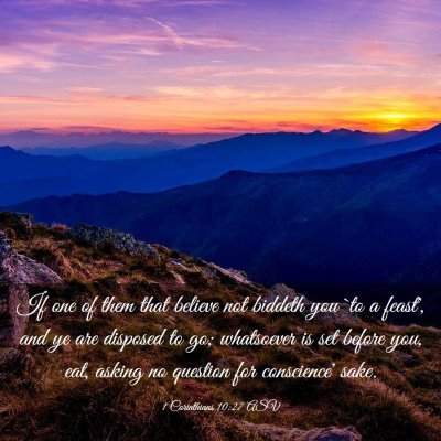 Picture 03 - 1 Corinthians 10:27 ASV - If one of them that believe not biddeth you `to a - Bible Verse Picture