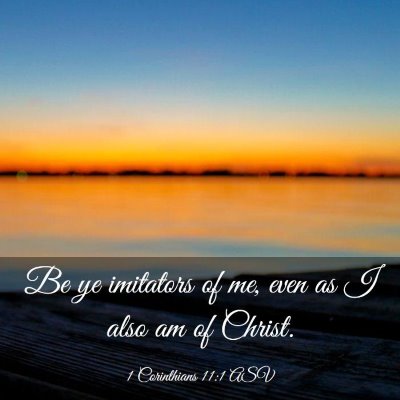 Picture 03 - 1 Corinthians 11:1 ASV - Be ye imitators of me, even as I also am of - Bible Verse Picture