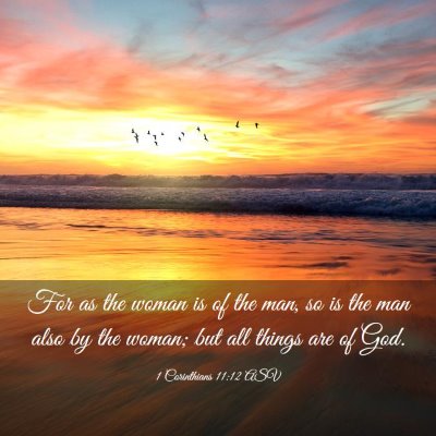 Picture 03 - 1 Corinthians 11:12 ASV - For as the woman is of the man, so is the man - Bible Verse Picture