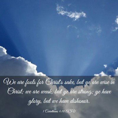Picture 03 - 1 Corinthians 4:10 ASV - We are fools for Christ's sake, but ye are wise - Bible Verse Picture