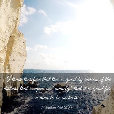 Picture 03 - 1 Corinthians 7:26 ASV - I think therefore that this is good by reason of - Bible Verse Picture