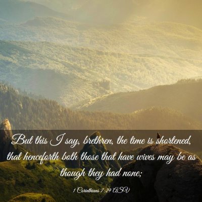 Picture 03 - 1 Corinthians 7:29 ASV - But this I say, brethren, the time is shortened, - Bible Verse Picture