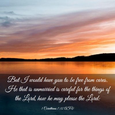Picture 03 - 1 Corinthians 7:32 ASV - But I would have you to be free from cares. He - Bible Verse Picture