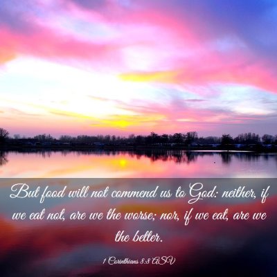 Picture 03 - 1 Corinthians 8:8 ASV - But food will not commend us to God: neither, if - Bible Verse Picture