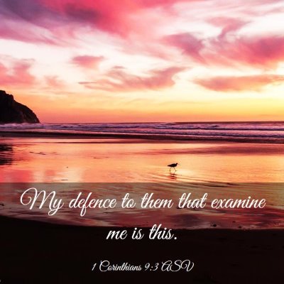 Picture 03 - 1 Corinthians 9:3 ASV - My defence to them that examine me is - Bible Verse Picture