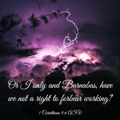 Picture 03 - 1 Corinthians 9:6 ASV - Or I only and Barnabas, have we not a right to - Bible Verse Picture