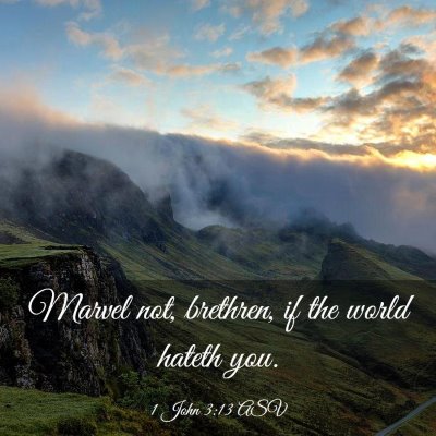 Picture 03 - 1 John 3:13 ASV - Marvel not, brethren, if the world hateth - Bible Verse Picture