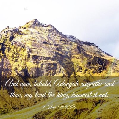 Picture 03 - 1 Kings 1:18 ASV - And now, behold, Adonijah reigneth; and thou, my - Bible Verse Picture