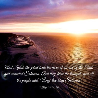 Picture 03 - 1 Kings 1:39 ASV - And Zadok the priest took the horn of oil out of - Bible Verse Picture