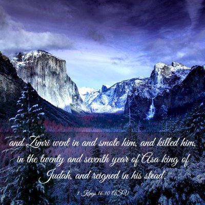 Picture 03 - 1 Kings 16:10 ASV - and Zimri went in and smote him, and killed him, - Bible Verse Picture