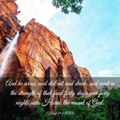 Picture 03 - 1 Kings 19:8 ASV - And he arose, and did eat and drink, and went in - Bible Verse Picture
